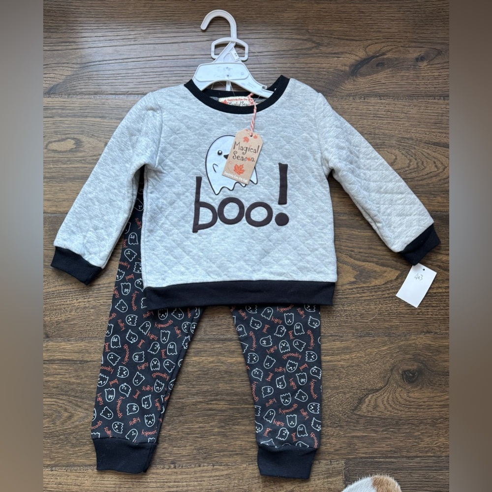 Magical Season Two-Piece Ghost Quilted Shirt & Pants Halloween Outfit